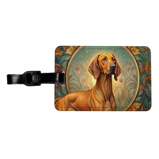 Rhodesian Ridgeback Dog Art Nouveau Travel Faux Leather Luggage Tag
