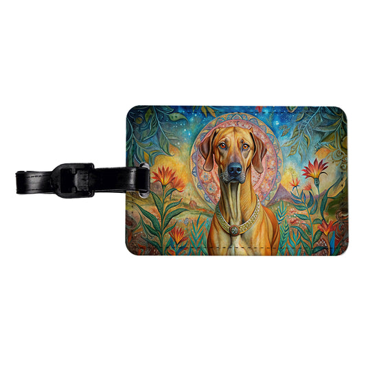 Rhodesian Ridgeback Dog Bohemian Art Travel Faux Leather Luggage Tag