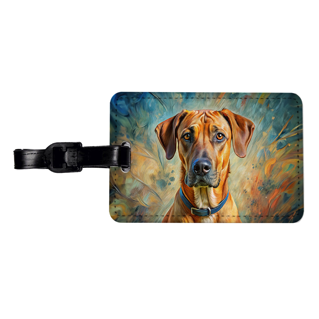 Rhodesian Ridgeback Dog Expressionism Art Travel Faux Leather Luggage Tag