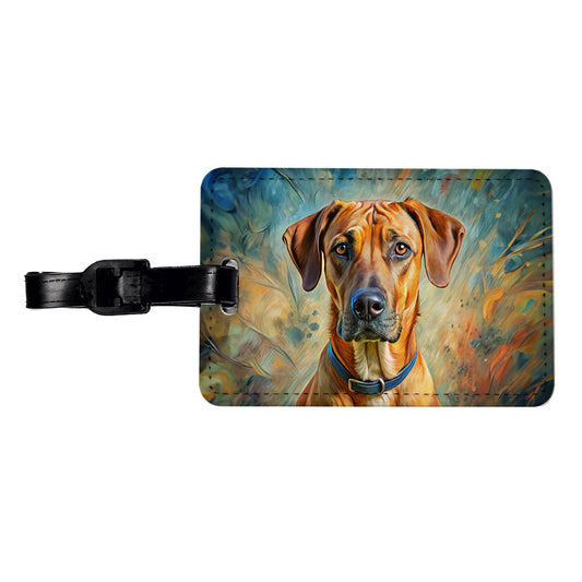 Rhodesian Ridgeback Dog Expressionism Art Travel Faux Leather Luggage Tag