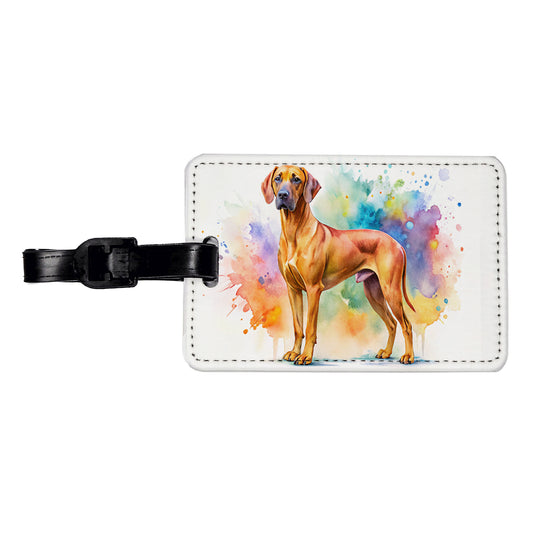 Rhodesian Ridgeback Dog Watercolor Style Travel Faux Leather Luggage Tag