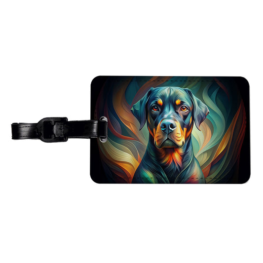 Rottweiler Dog Abstract Stylized Art Travel Faux Leather Luggage Tag