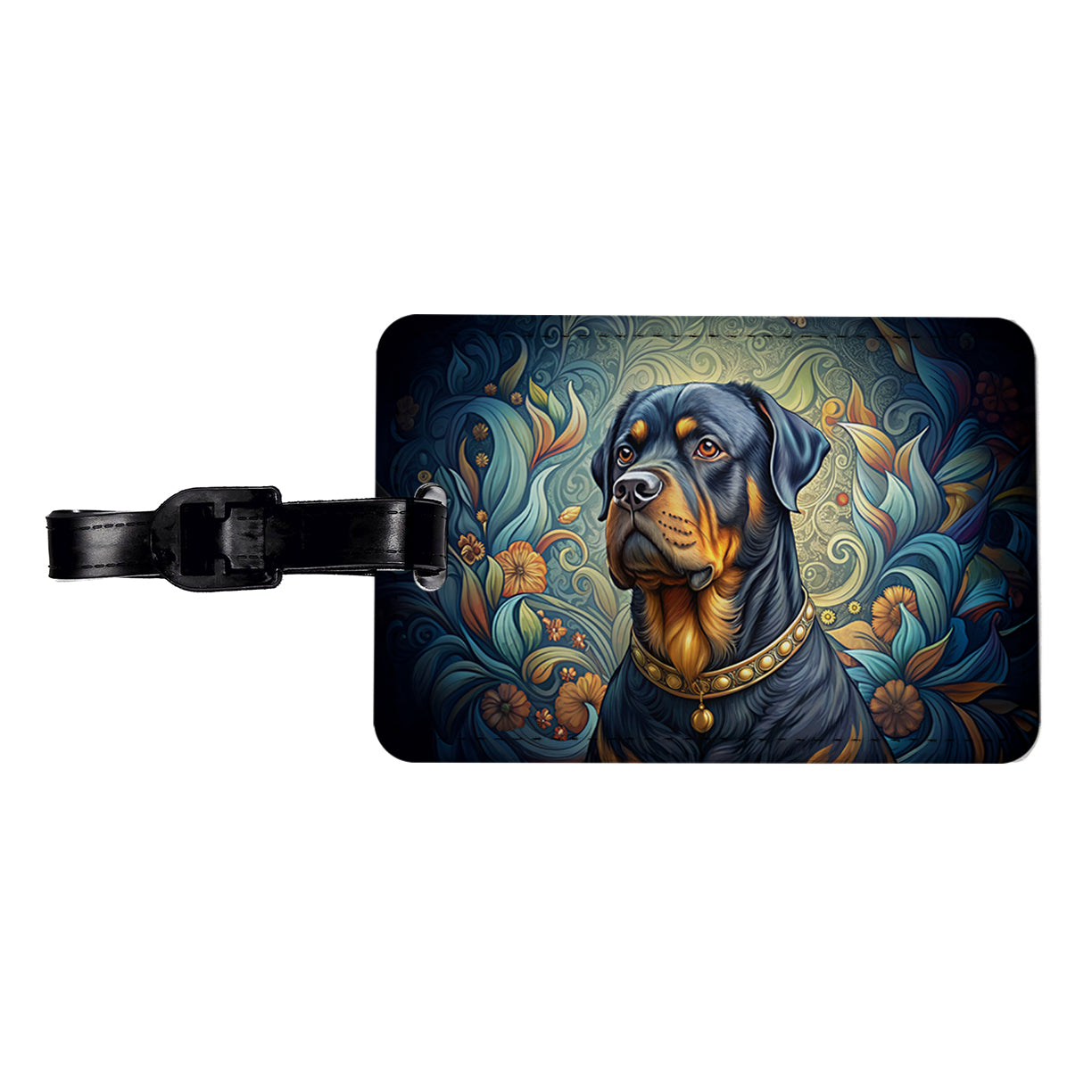 Rottweiler Dog Art Nouveau Travel Faux Leather Luggage Tag