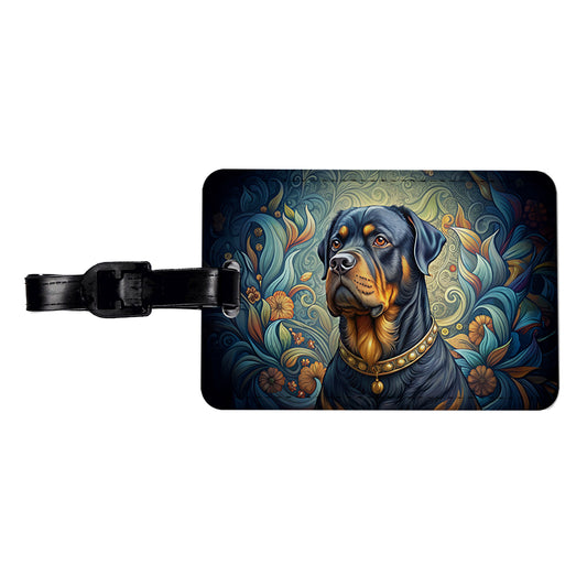 Rottweiler Dog Art Nouveau Travel Faux Leather Luggage Tag