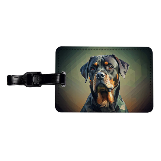 Rottweiler Dog Contemporary Art Travel Faux Leather Luggage Tag