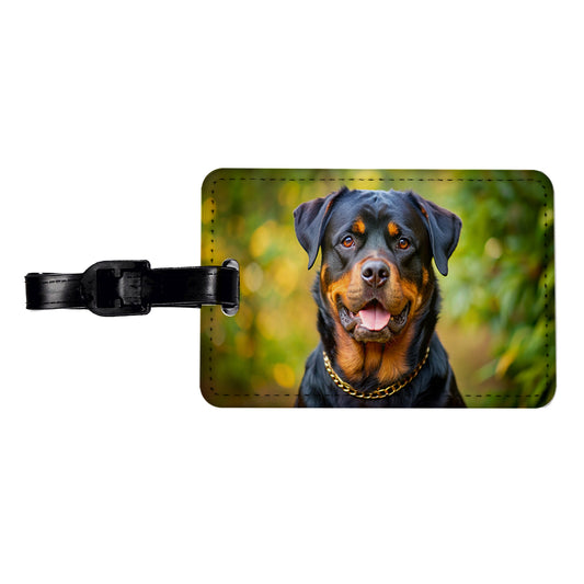 Rottweiler Dog Photo Travel Faux Leather Luggage Tag