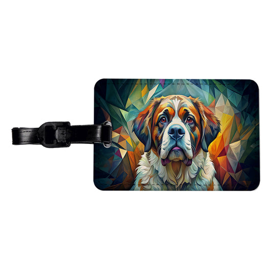 Saint Bernard Dog Abstract Stylized Art Travel Faux Leather Luggage Tag