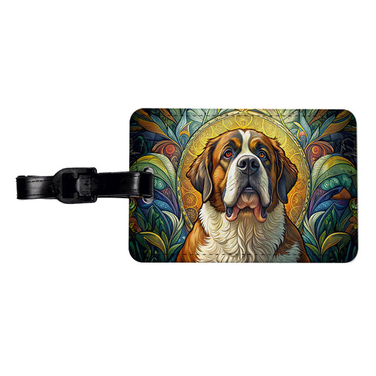 Saint Bernard Dog Art Nouveau Travel Faux Leather Luggage Tag
