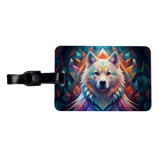Samoyed Dog Abstract Stylized Art Travel Faux Leather Luggage Tag
