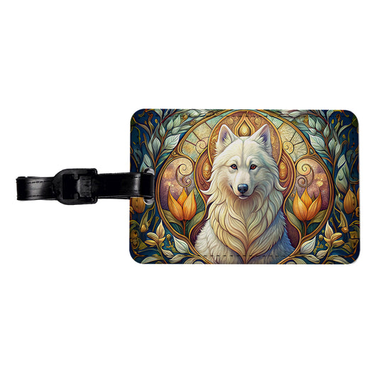 Samoyed Dog Art Nouveau Travel Faux Leather Luggage Tag