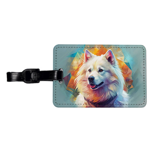 Samoyed Dog Contemporary Art Travel Faux Leather Luggage Tag