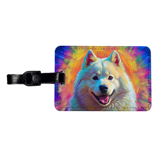 Samoyed Dog Pop Art Travel Faux Leather Luggage Tag