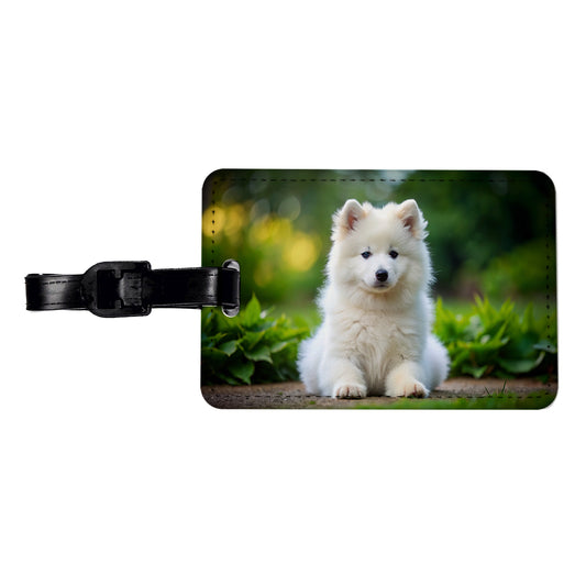 Samoyed Dog Puppy Photo Travel Faux Leather Luggage Tag