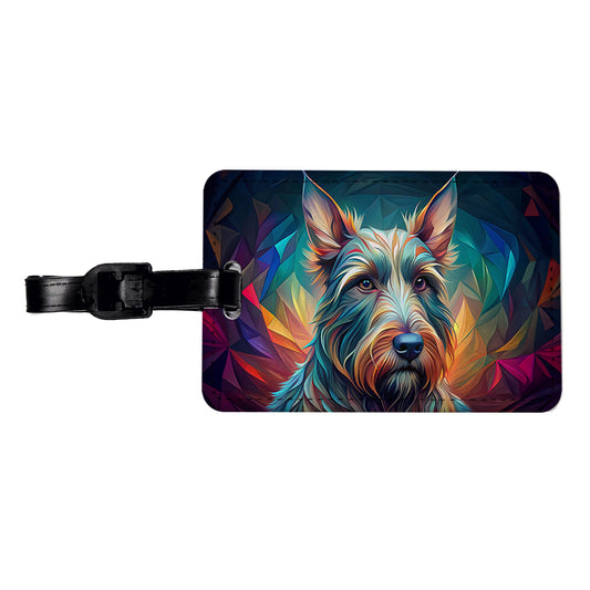 Scottish Terrier Dog Abstract Stylized Art Travel Faux Leather Luggage Tag