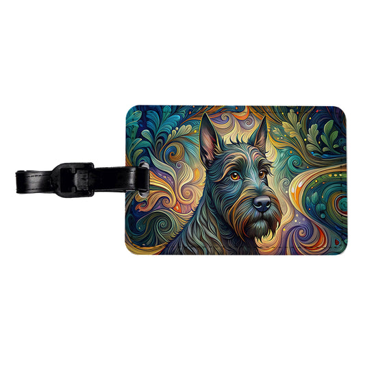 Scottish Terrier Dog Art Nouveau Travel Faux Leather Luggage Tag