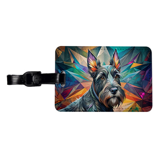 Scottish Terrier Dog Contemporary Art Travel Faux Leather Luggage Tag
