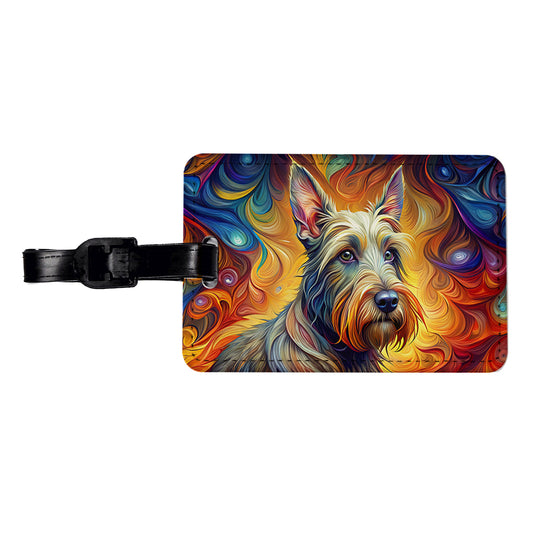Scottish Terrier Dog Expressionism Art Travel Faux Leather Luggage Tag