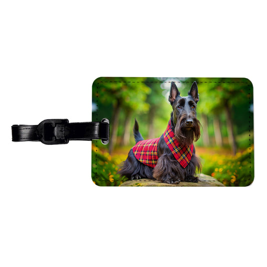 Scottish Terrier Dog Photo Travel Faux Leather Luggage Tag