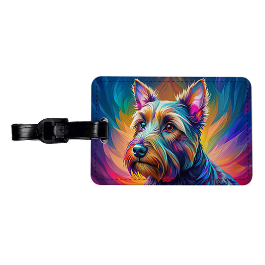 Scottish Terrier Dog Pop Art Travel Faux Leather Luggage Tag