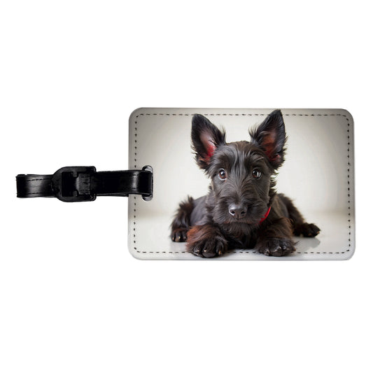 Scottish Terrier Dog Puppy Photo Travel Faux Leather Luggage Tag