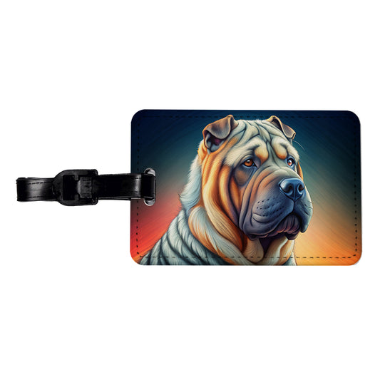Shar Pei Dog Art Nouveau Travel Faux Leather Luggage Tag