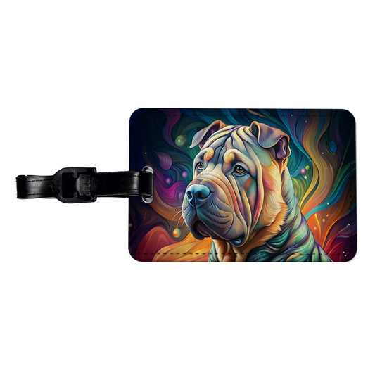 Shar Pei Dog Contemporary Art Travel Faux Leather Luggage Tag