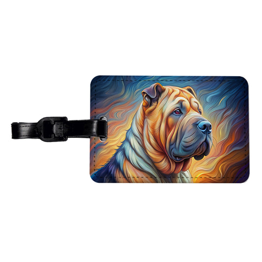 Shar Pei Dog Expressionism Art Travel Faux Leather Luggage Tag