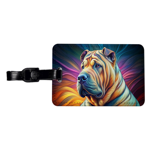 Shar Pei Dog Pop Art Travel Faux Leather Luggage Tag