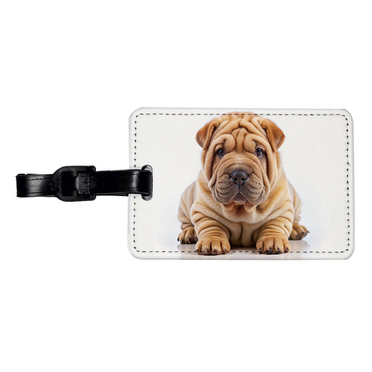 Shar Pei Dog Puppy Photo Travel Faux Leather Luggage Tag