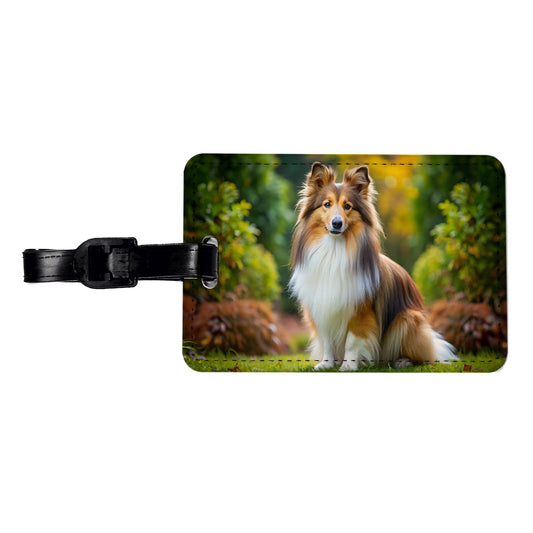 Shetland Sheepdog Sheltie Dog Photo Travel Faux Leather Luggage Tag