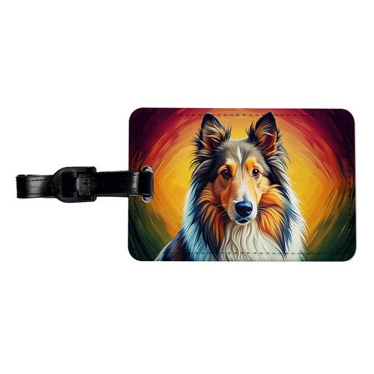 Shetland Sheepdog Sheltie Dog Pop Art Travel Faux Leather Luggage Tag