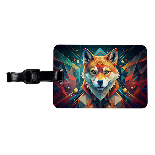 Shiba Inu Dog Abstract Stylized Art Travel Faux Leather Luggage Tag