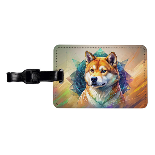 Shiba Inu Dog Contemporary Art Travel Faux Leather Luggage Tag