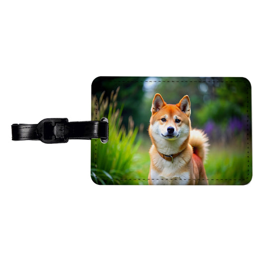 Shiba Inu Dog Photo Travel Faux Leather Luggage Tag