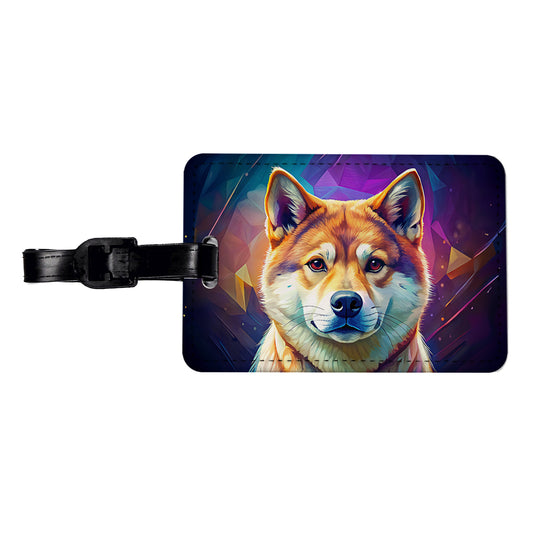 Shiba Inu Dog Pop Art Travel Faux Leather Luggage Tag