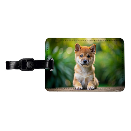 Shiba Inu Dog Puppy Photo Travel Faux Leather Luggage Tag