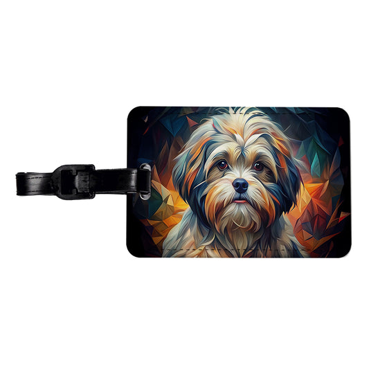 Shih Tzu Dog Abstract Art Travel Faux Leather Luggage Tag