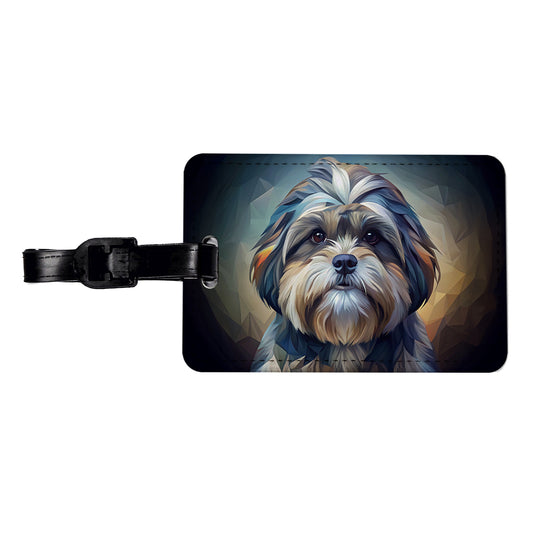 Shih Tzu Dog Abstract Stylized Art Travel Faux Leather Luggage Tag