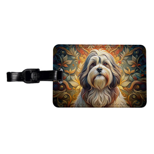 Shih Tzu Dog Art Nouveau Travel Faux Leather Luggage Tag