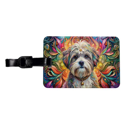 Shih Tzu Dog Bohemian Art Travel Faux Leather Luggage Tag