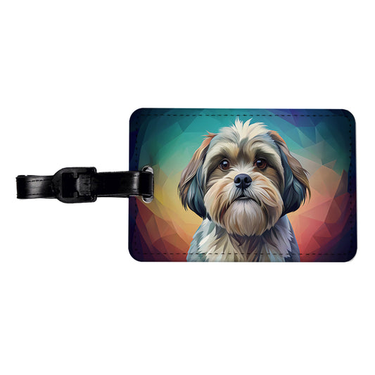 Shih Tzu Dog Contemporary Art Travel Faux Leather Luggage Tag