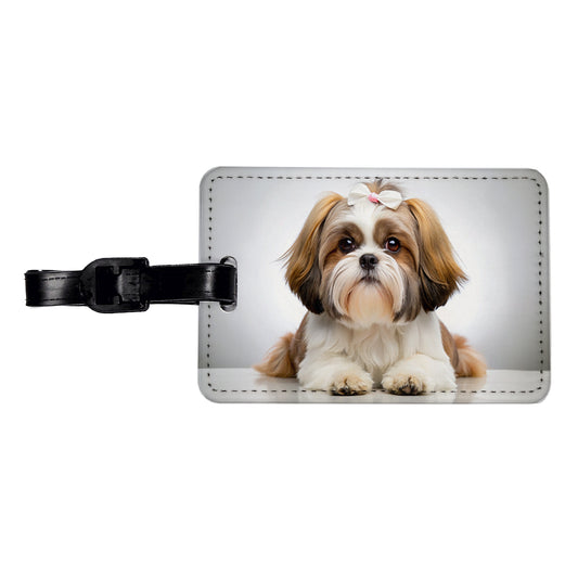 Shih Tzu Dog Photo Travel Faux Leather Luggage Tag