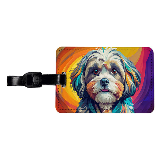 Shih Tzu Dog Pop Art Travel Faux Leather Luggage Tag