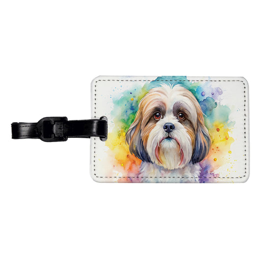 Shih Tzu Dog Watercolor Style Travel Faux Leather Luggage Tag
