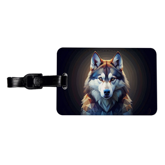 Siberian Husky Dog Abstract Stylized Art Travel Faux Leather Luggage Tag