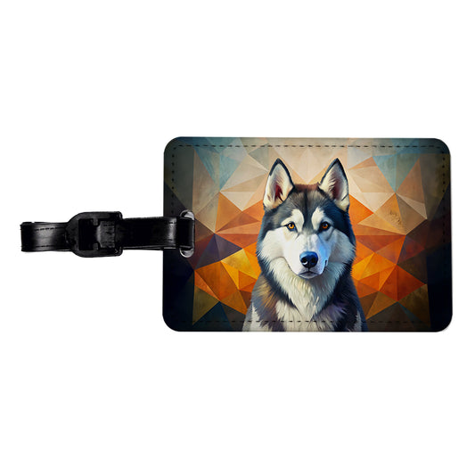 Siberian Husky Dog Contemporary Art Travel Faux Leather Luggage Tag