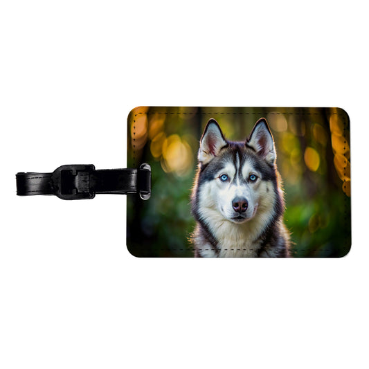 Siberian Husky Dog Photo Travel Faux Leather Luggage Tag