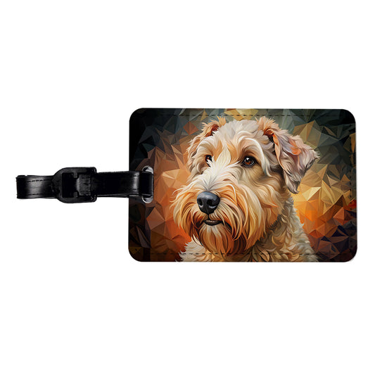 Soft Coated Wheaten Terrier Dog Abstract Stylized Art Travel Faux Leather Luggage Tag