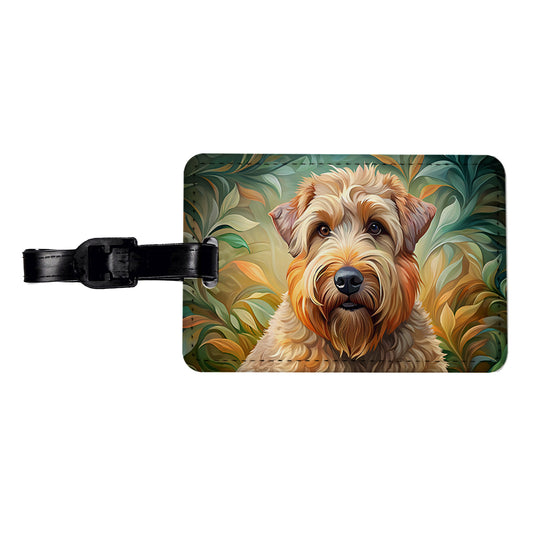 Soft Coated Wheaten Terrier Dog Art Nouveau Travel Faux Leather Luggage Tag