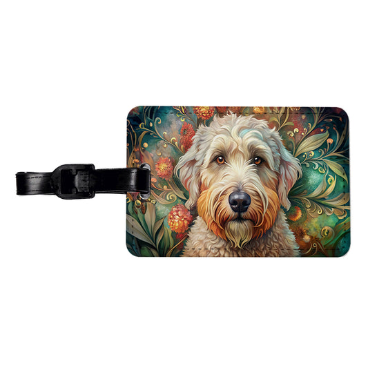 Soft Coated Wheaten Terrier Dog Bohemian Art Travel Faux Leather Luggage Tag